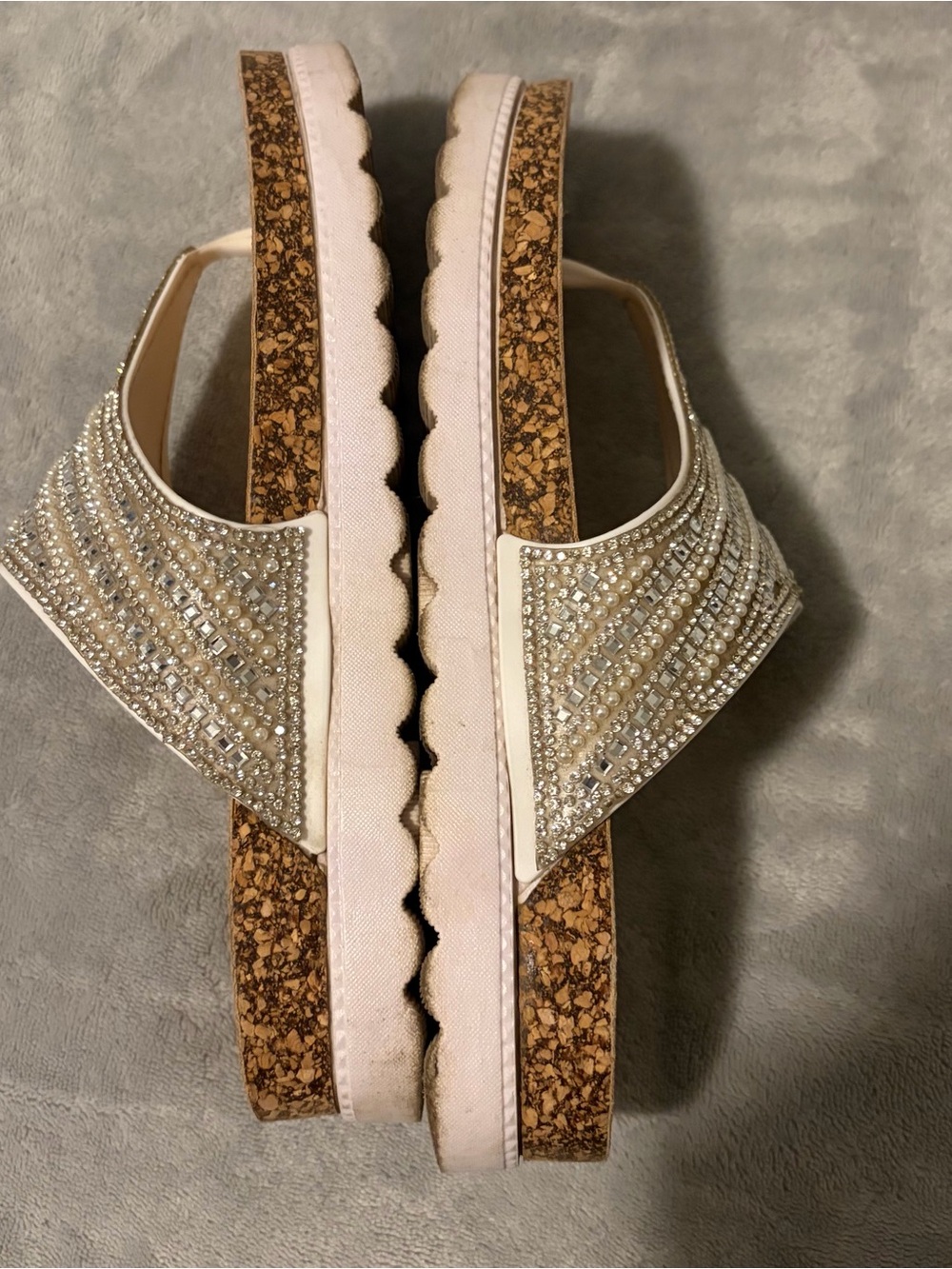 Daisy Fuentes Beige Crystal Embellished Thong Sandals - Picture 6 of 7